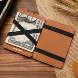 Men Leather Bifold Magic Wallet Elastic Band Holder Durable Wallet BUZ9