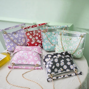 Autumn Daisy Transparent Bucket Bag Chain Strap Shoulder Bag