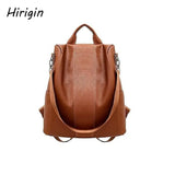 Women Durable Anti-Theft Backpack PU Leather Solid Rucksack