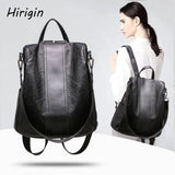 Women Durable Anti-Theft Backpack PU Leather Solid Rucksack
