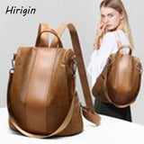 Women Durable Anti-Theft Backpack PU Leather Solid Rucksack