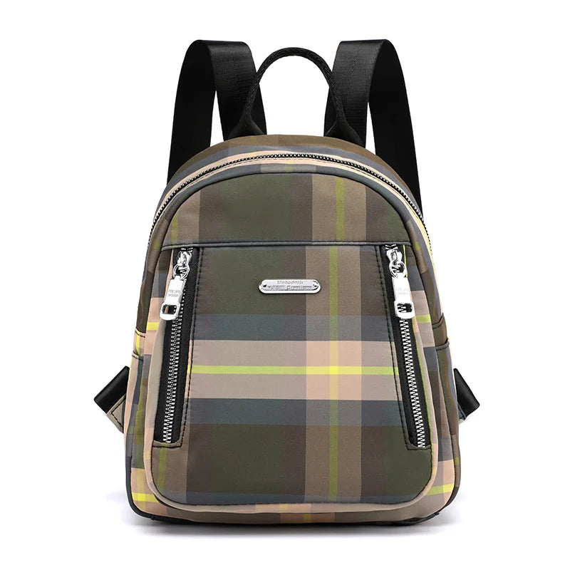 Women's Waterproof Anti-theft Shoulder Bag Student Backpack Plaid