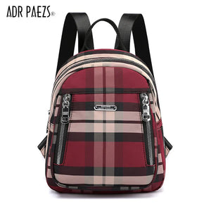 Women's Waterproof Anti-theft Shoulder Bag Student Backpack Plaid