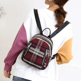Women's Waterproof Anti-theft Shoulder Bag Student Backpack Plaid
