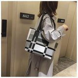 Women's Leather Shoulder Bag Handbags Tote Purse Lattice Big Bag