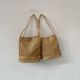 Women's Straw Bag Casual Woven Single Shoulder Bucket Bag