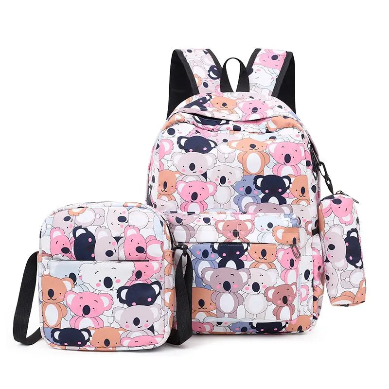 3pcs/Set High School Bags for Women Boys One Shoulder Bag Male Backpacks