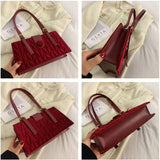 Autumn Winter Faux Fur Shoulder Bag for Women Thread Handbags Solid Pouch