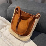 Autumn Winter Women's Lamb Wool Handbags Bucket Shoulder And Clutches Bag