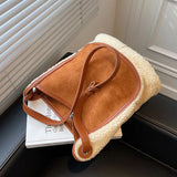 Autumn Winter Women's Lamb Wool Handbags Bucket Shoulder And Clutches Bag