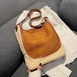 Autumn Winter Women's Lamb Wool Handbags Bucket Shoulder And Clutches Bag