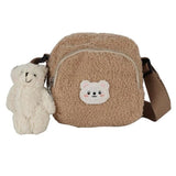 Autumn Winter Bear Messenger Bag Women Plush Small Shoulder Bag