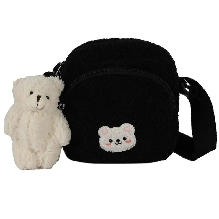 Autumn Winter Bear Messenger Bag Plush Shoulder Bag Girls Phone Bag