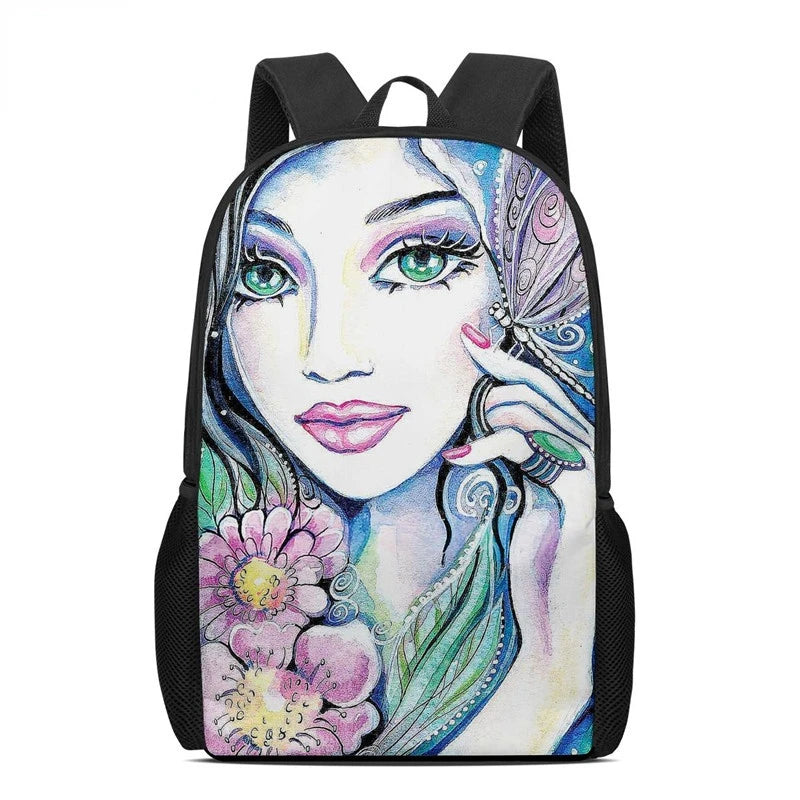 Indian Bride Pattern Mini Backpack for Teen Girls