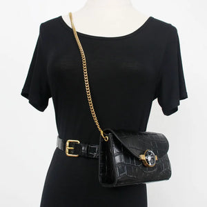 Stone Grain PU Leather Fanny Pack Large Size Waist Belt Phone Bag