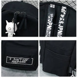 Canvas Backpack Harajuku Style Women Backpack Doll Pendant Shoulder Bag
