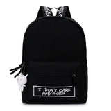 Canvas Backpack Harajuku Style Women Backpack Doll Pendant Shoulder Bag