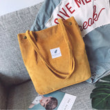 Corduroy Shoulder Bag Reusable Shopping Bags Casual Tote for Women