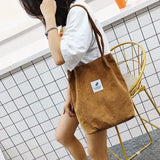 Corduroy Shoulder Bag Reusable Shopping Bags Casual Tote for Women