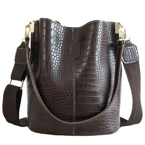 Crocodile Crossbody Bag for Women Shoulder Bag PU Leather Bucket Bag