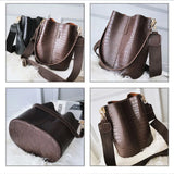 Crocodile Crossbody Bag for Women Shoulder Bag PU Leather Bucket Bag