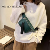 Crocodile Leather Waist Bag Women Chest Bag Casual Waist Pack