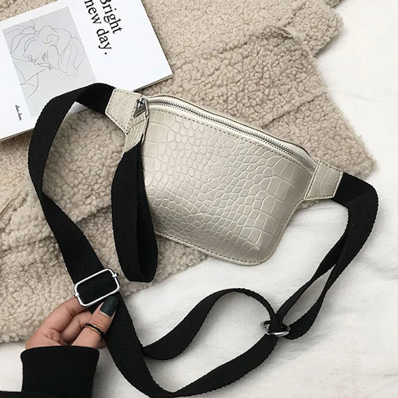 Crocodile Leather Waist Bag Women Chest Bag Casual Waist Pack