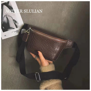 Crocodile Leather Waist Bag Women Chest Bag Casual Waist Pack