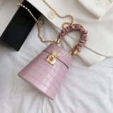 Crocodile Pattern Bucket Bag Retro Totes Ladies PU Leather Shoulder Messenger