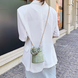 Crocodile Pattern Bucket Bag Retro Totes Ladies PU Leather Shoulder Messenger