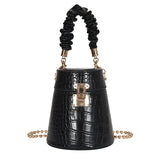 Crocodile Pattern Bucket Bag Retro Totes Ladies PU Leather Shoulder Messenger