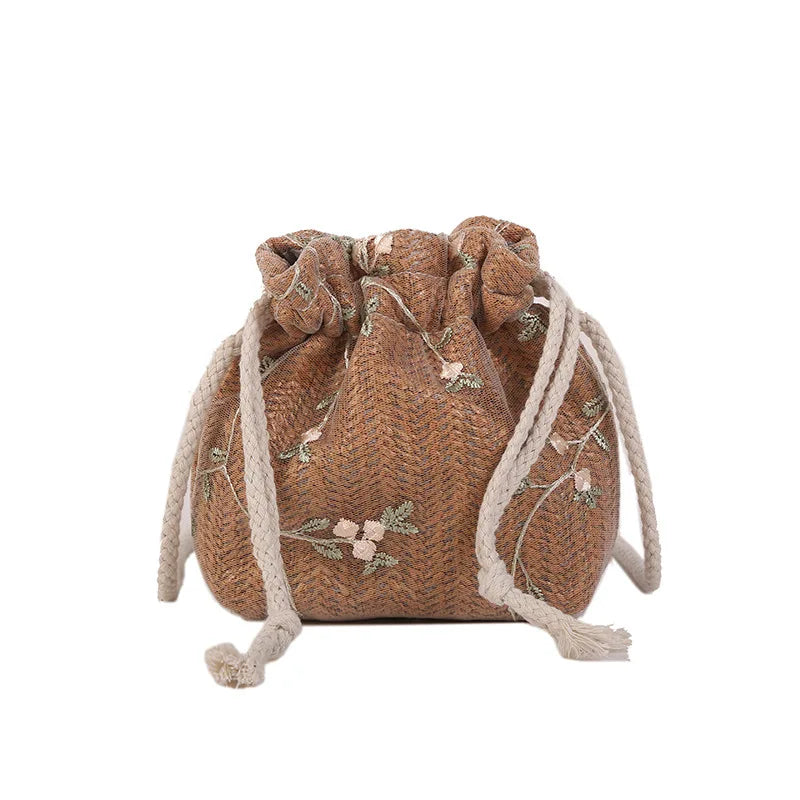 Lace Bucket Shoulder Mini Purse for Women, Floral Crossbody Bag