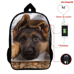 Pug Dog School Backpack for Boys Girls 3D Animal Printed Children's Bag
