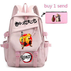 Demon Slayer Boy School Bag Children Backpack Canvas Travel Bag