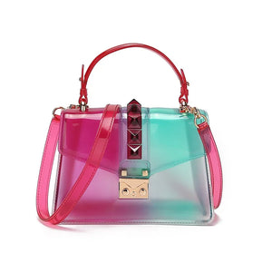 Colorful Rainbow PVC Jelly Bag For Women Mini Messenger Bag