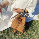 Straw Woven Bag Summer Bucket Bag Female Bag