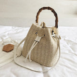 Straw Woven Bag Summer Bucket Bag Female Bag