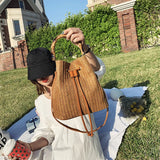Straw Woven Bag Summer Bucket Bag Female Bag