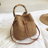 Straw Woven Bag Summer Bucket Bag Female Bag