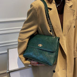 Diamond Lattice High Capacity Women Shoulder Bag Chain PU Leather