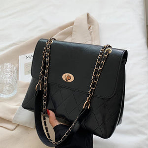 Diamond Lattice High Capacity Women Shoulder Bag Chain PU Leather