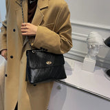 Diamond Lattice High Capacity Women Shoulder Bag Chain PU Leather