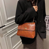 Diamond Lattice High Capacity Women Shoulder Bag Chain PU Leather