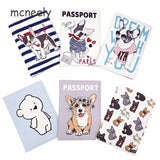Dog Patterns Passport Holder Travel Cover Leather