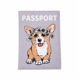 Dog Patterns Passport Holder Travel Cover Leather