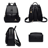 Leather Women's Backpack Casual Shoulder Bag for Teen Girls