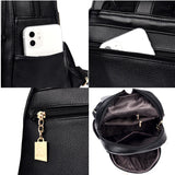 Leather Women's Backpack Casual Shoulder Bag for Teen Girls