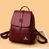 Leather Women's Backpack Casual Shoulder Bag for Teen Girls
