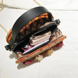 Embroidered Shoulder Bag with Tassel Handbag Chain