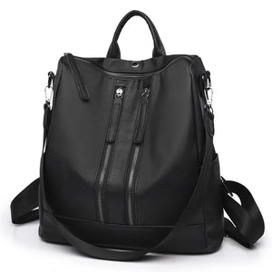 Spring Oxford Cloth Double Zipper Backpack Handbags